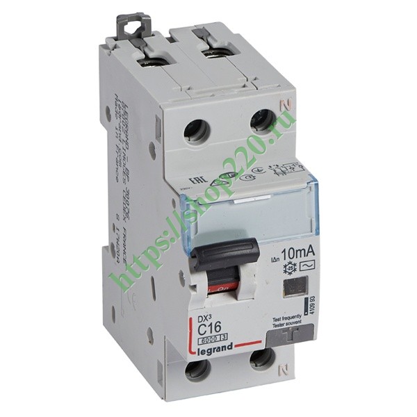 Дифференциальный автомат 1P+N C16A 10мА тип AC однофазный ...