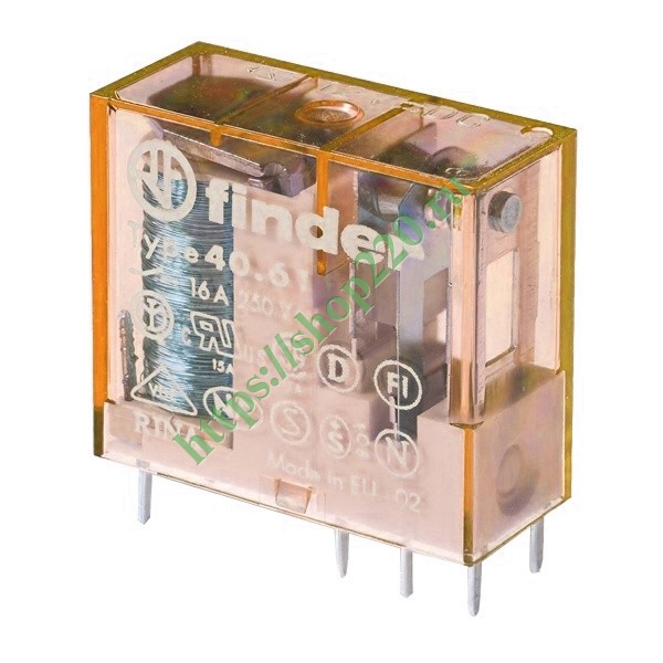 Миниатюрное PCB-реле Finder выводы 5мм 1СО AgCdO 16A AC (50/60Гц) 230В