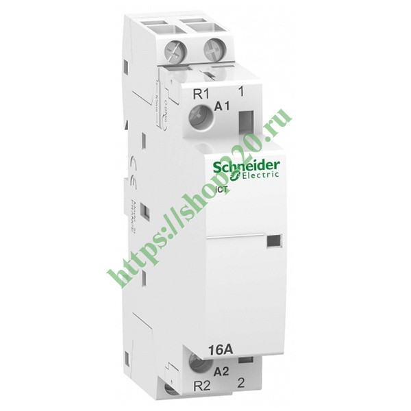 Модульный контактор iCT Acti 9 Schneider Electric 2 полюс 16A 1НО+1НЗ 230/240В АС 50ГЦ 1 модуль