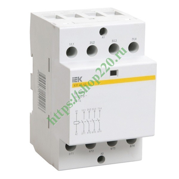 Контактор модульный КМ40-40 AC/DC 40А 4 полюса 4НО катушка 220В ИЭК 3 ...