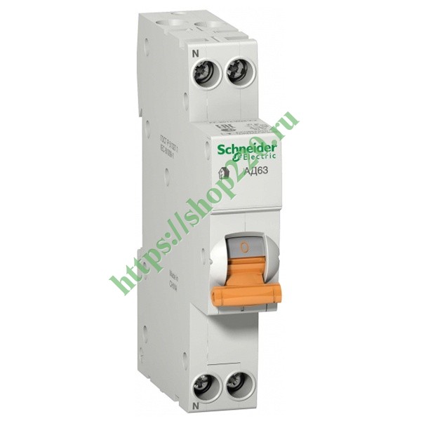 Дифференциальный автомат Schneider Electric АД63 1п+н 16A 30мА 4,5кА C (тип АС) 1 модуль