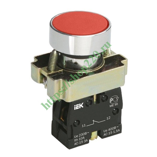 Кнопка управления LAY5-BA41 без подсветки красная 1НО ИЭК BBT60-BA-K04 ...
