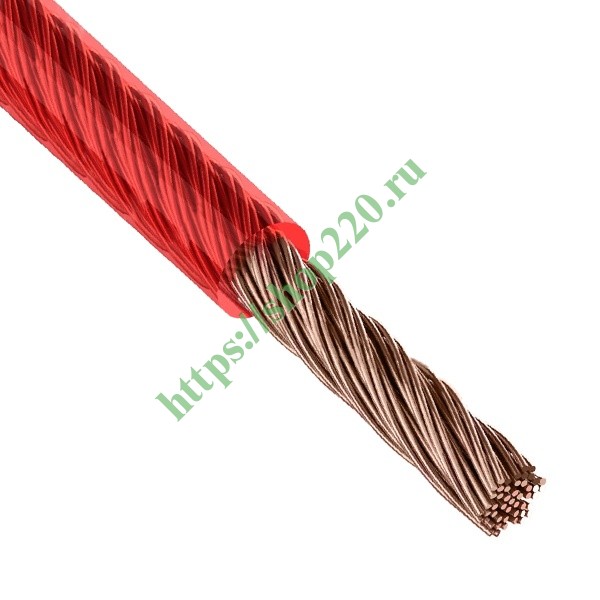 Кабель акустический силовой 1х6,0 Rexant Power Cable красный