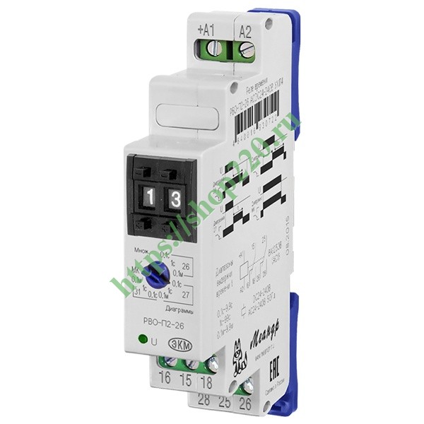 Реле времени РВО-П2-26 0.1с-99с 2НЗ 5А 24-220В AC/DC на DIN-рейку ...