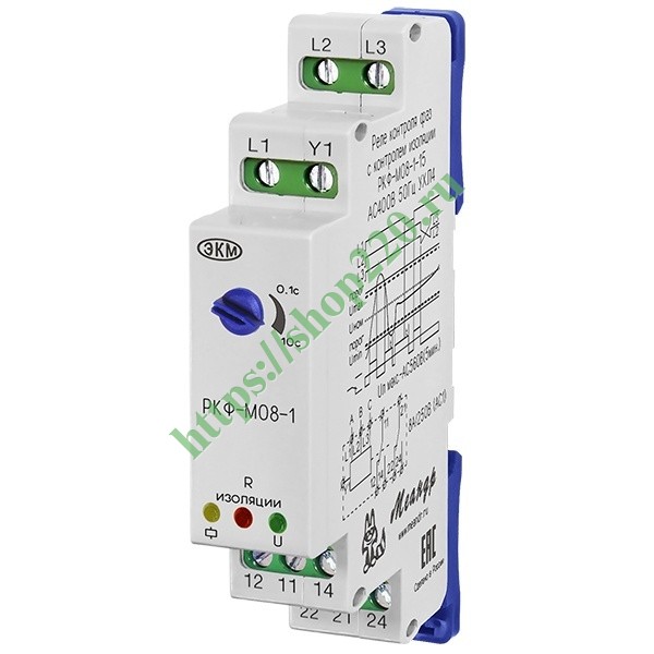 Реле контроля фаз РКФ-М08-1-15 AC 400В УХЛ4 с контролем сопротивления ...