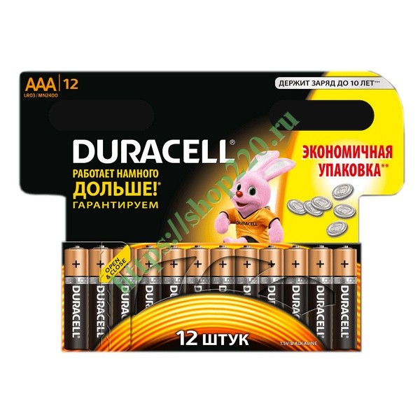 Батарейка AAA Duracell LR03 BASIC MN2400 (упаковка 12шт) 109254