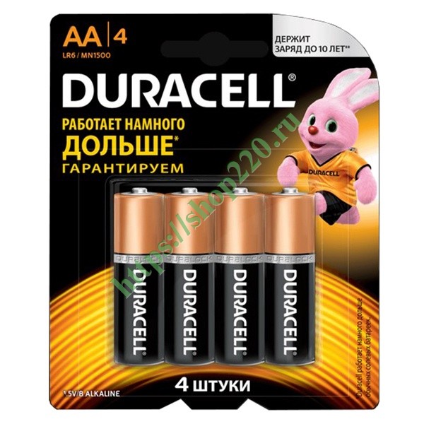 Батарейка AA Duracell LR6 BASIC MN1500 (упаковка 4шт) 115996