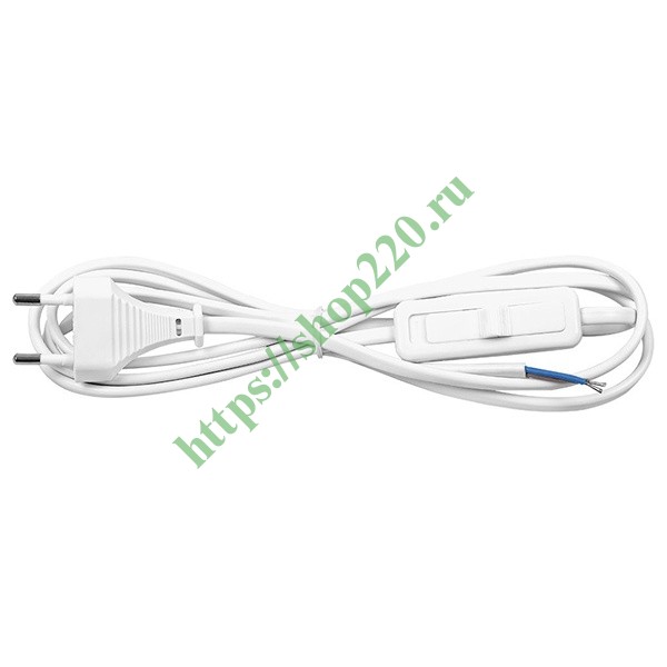 Сетевой шнур KF-HK-1 230V 1.9м (с выключателем) белый