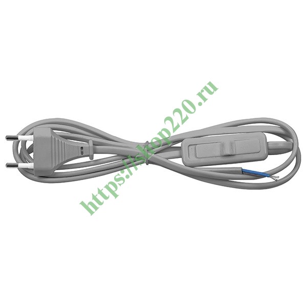 Сетевой шнур KF-HK-1 230V 1.9м (с выключателем) серый