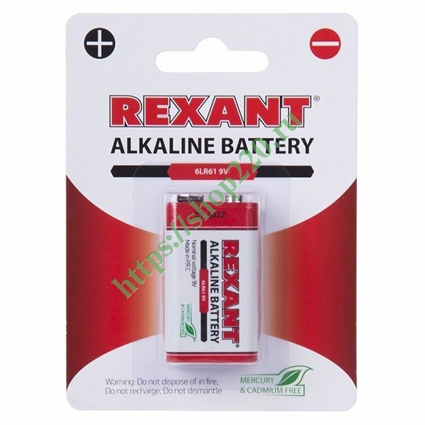 Алкалиновая батарейка Rexant 6LR61 