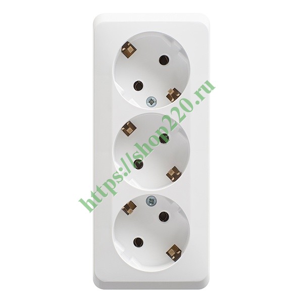 Розетка тройная с заземлением Этюд белая [уп 9шт] PA16-011B - купить по ...