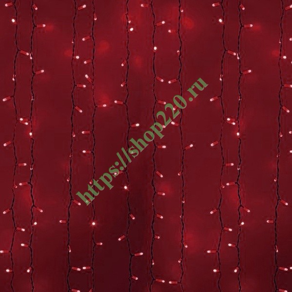 Гирлянда Светодиодный Дождь 2x1,5м 360LED красный IP44 постоянное свечение, белый провод, 230В