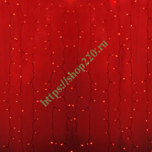 Гирлянда Светодиодный Дождь 2x3м 448LED красный IP44 постоянное свечение, прозрачный провод, 230В