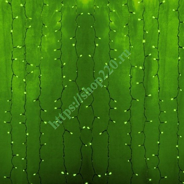 Гирлянда Светодиодный Дождь 2x3м 448LED зеленый IP44 постоянное свечение, прозрачный провод, 230В
