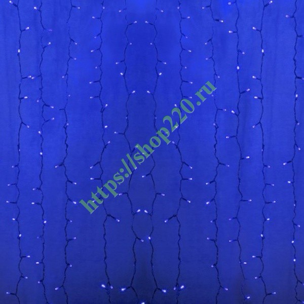 Гирлянда Светодиодный Дождь 2x6м 1500LED синий IP44 постоянное свечение, прозрачный провод, 230В