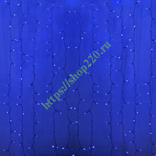 Гирлянда Светодиодный Дождь 2x1,5м 360LED синий IP44 постоянное свечение, прозрачный провод, 230В