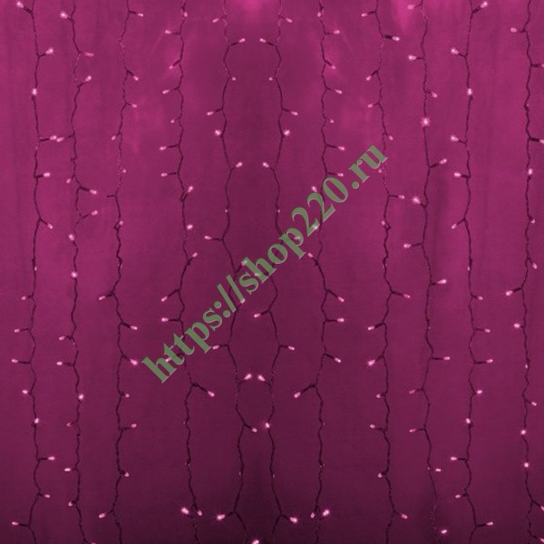 Гирлянда Светодиодный Дождь 2x1,5м 360LED розовый IP44 постоянное свечение, прозрачный провод, 230В