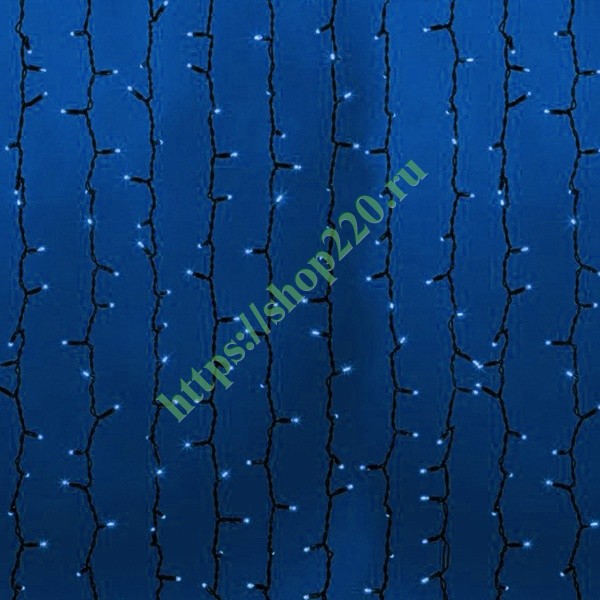 Гирлянда Светодиодный Дождь 2x1,5м 360LED синий IP65 постоянное свечение, черный каучук, 230В