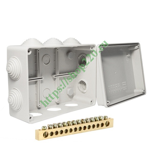 Коробка уравнивания потенциалов 150х110х70мм ОП с шиной на 14 зажимов ...