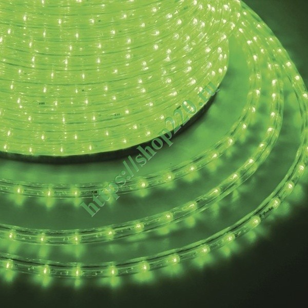 Светодиодный дюралайт 2W зеленый 36 LED/2,4Вт/м, постоянное свечение, D13мм, бухта 100м