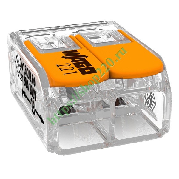 Клеммник WAGO 2 (одножильных или многожильных) х 0,5-6мм 41A Cu [уп ...