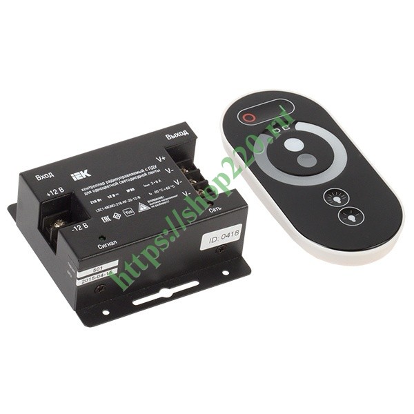 Контроллер с ПДУ радио (черный) MONO 3 канала 12В 216Вт для одноцветной ленты IEK