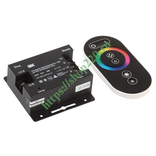 Контроллер с ПДУ радио (черный) RGB 3 канала 12В 216Вт для RGB ленты IEK