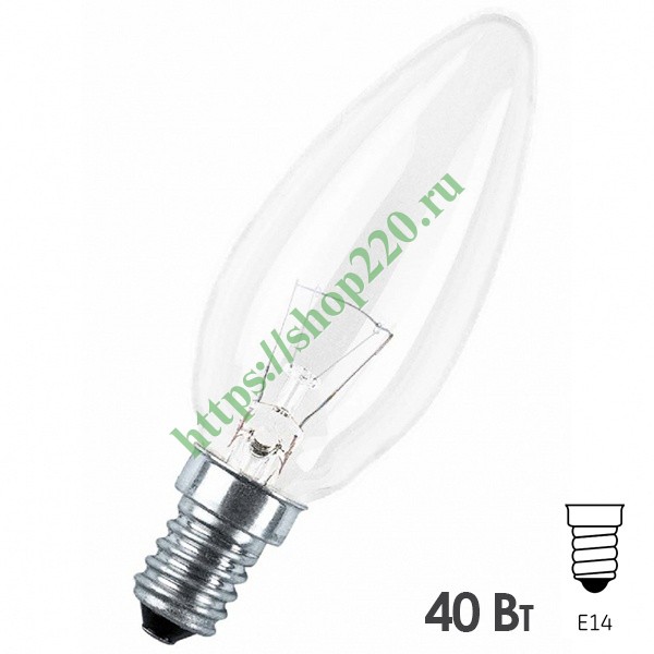 Лампа накаливания свеча Osram CLASSIC B CL 40W E14 прозрачная (ЛОН)