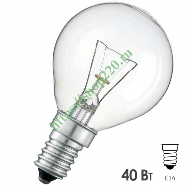 Лампа накаливания шарик Osram CLASSIC P CL 40W E14 прозрачная (ЛОН)