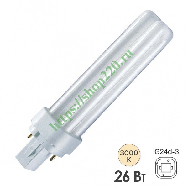 Лампа Osram Dulux D 26W/830 G24d-3 тепло-белая