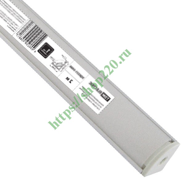Профиль для светодиодной ленты 1616 2м комплект, угловой, матовый рассеиватель L2000x160x160mm TDM