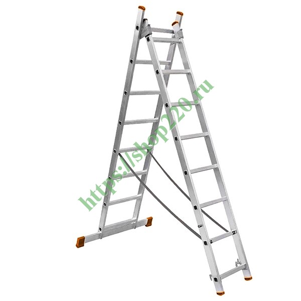 Лестница алюминиевая, ЛА2х7, 2х секционная х 7 ступеней, h2880 мм, народная