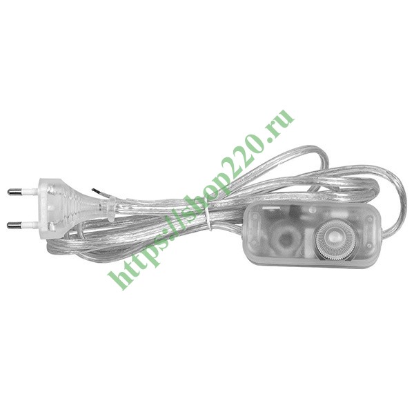 Сетевой шнур DM103-200W 230V 1,5+0,5м (с диммером) прозрачный