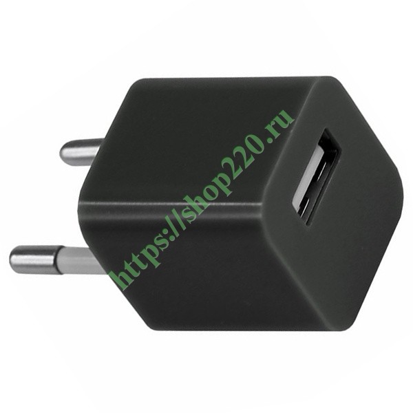 Сетевое зарядное устройство «Квадрат» USB (СЗУ) (1000 mA) черное