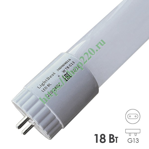 Лампа в ловушки для насекомых LightBest LED BL 1,8W18W 230V T8 G13 368nm L590mm сушка гель-лака