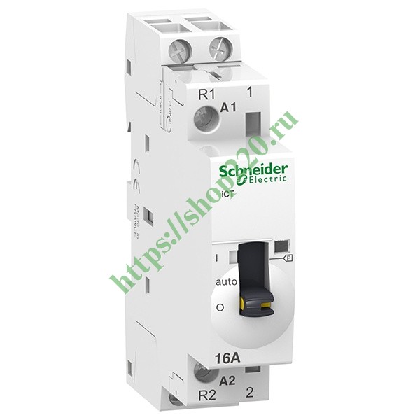 Модульный контактор с ручным управлением iCT Acti 9 Schneider Electric 16A 1НО+1НЗ 220В АС 50ГЦ 1м