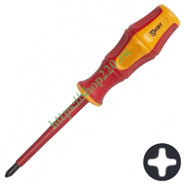Отвертка диэлектрическая крестовая PH1 80мм «Профи» VDE 1000В КВТ 78611 ...