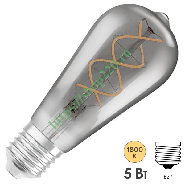 Лампа филаментная капля Osram Vintage 1906 LED CL Edison SMOKE 15 4W ...