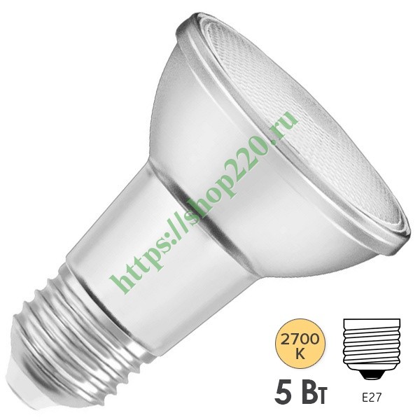 Лампа светодиодная Osram LED PARATHOM PAR20 DIM 36° 5W (50W) 927 230V E27 350Lm