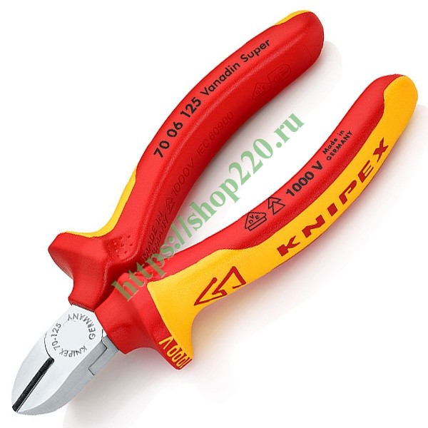 Кусачки диэлектрические Knipex 125мм двухкомпонентные ручки VDE 1000V ...