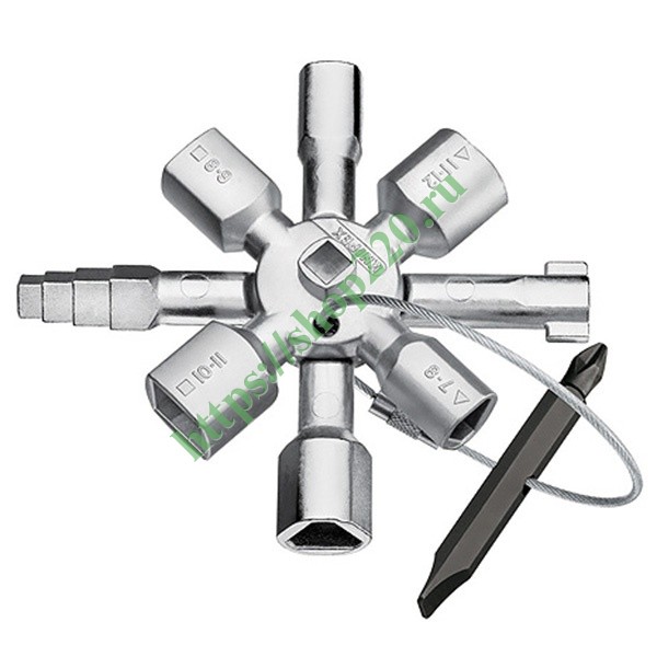 Ключ KNIPEX TwinKey 92мм крестовой 8-лучевой для стандартных шкафов и систем запирания