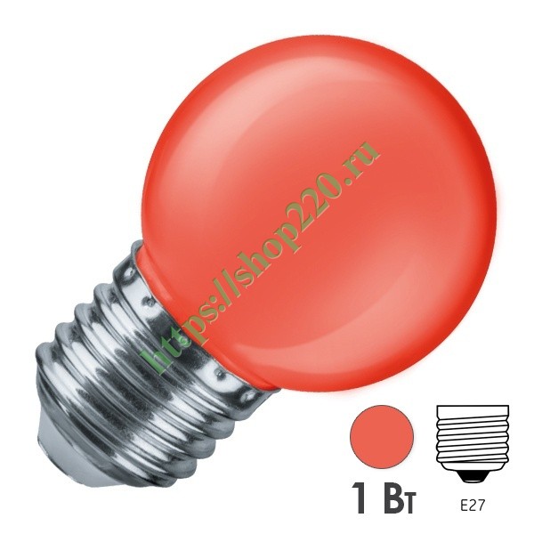 Лампа светодиодная Navigator 71 827 NLL-G45-1-230-R-E27 1W 230V шарик красный