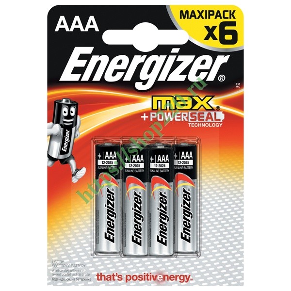 Батарейка ENERGIZER MAX LR03/E92/AAA (упаковка 6шт)