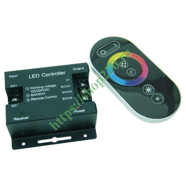 Контроллер FL-FPC Controller RGB RF Sensor 3x6A DC12V/24V 216W/432W + сенсорный радиопульт