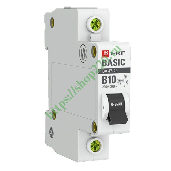 Автоматический выключатель 1P 10А (B) 4,5кА ВА 47-29 EKF Basic (автомат электрический)