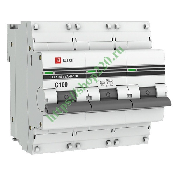 Автоматический выключатель 3P 100А (C) 10kA ВА 47-100 EKF PROxima (автомат электрический)