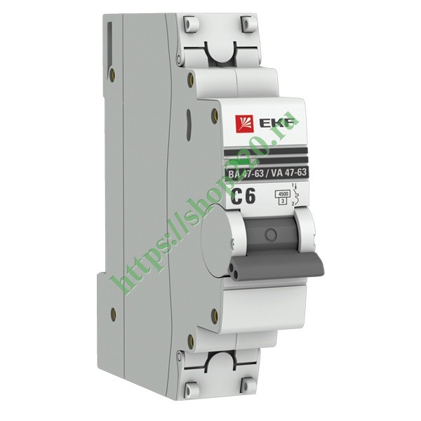 Автоматический выключатель 1P 6А (C) 4,5kA ВА 47-63 EKF PROxima (автомат электрический)