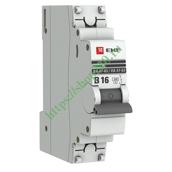 Автоматический выключатель 1P 16А (В) 4,5kA ВА 47-63 EKF PROxima (автомат электрический)