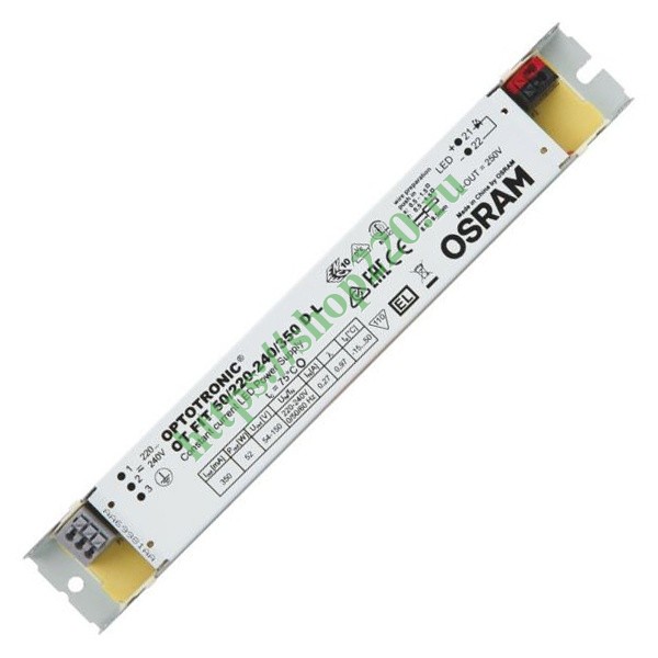 LED драйвер OSRAM OT FIT 50/220-240/350mA 18.9-52.5W 54-150V 210x30x21mm IP20