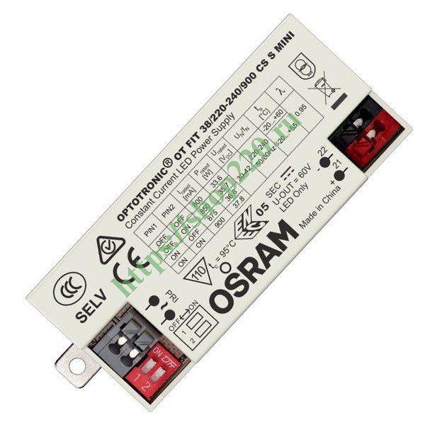 LED драйвер OSRAM OT FIT 38/220-240 800/850/875/900mA 27-37.8W 30-42V 87x35x22mm DIP-переключатель